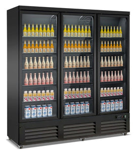 Kühlregal Eco-Skyline Schwarz mit 3 Glastüren - Kühlregal Supermarkt & Kiosk