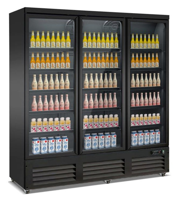 Kühlregal Eco-Skyline Schwarz mit 3 Glastüren - Kühlregal Supermarkt & Kiosk