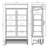 2x Getränkekühlschränke mit insg. 4 Glastüren