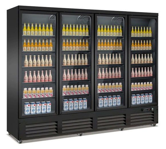 Kühlregal Eco-Skyline Schwarz mit 4 Glastüren - Kühlregal Supermarkt & Kiosk