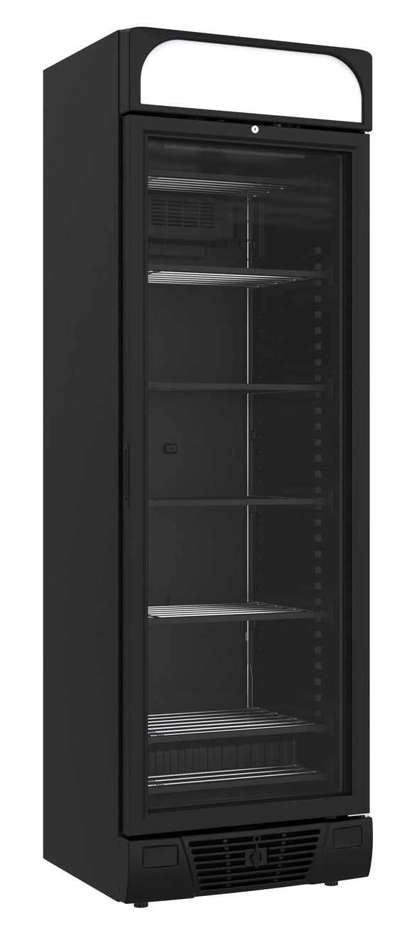 Tiefkühlschrank mit 1 Glastür Schwarz - 380 Liter