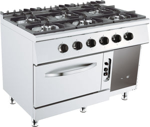 Gasherd 6-Brenner mit Gas-Backofen SCS7-70 - 39 kW