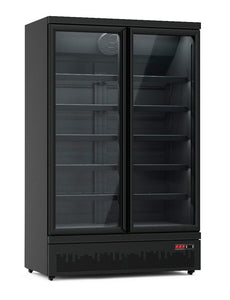 Kühlregal Skyline Schwarz mit 2 Glastüren - Kühlregal Supermarkt & Kiosk