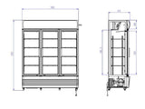 Kühlregal / Getränkekühlschrank mit 3 Glastüren - Schwarz